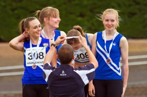 bronze medal team Lauren Duncan, Anna Balls, Caitlin White and Lorne kerr