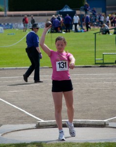 Evie winning short put with 9.74m