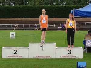 Lauren Greig winner U13 girls 150m, in a record breaking time