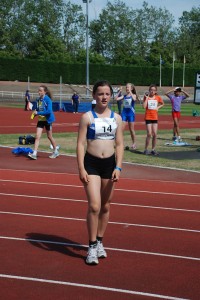 Evie after having thrown 9.30m 