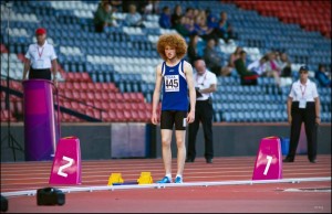 Cameron Wilson getting ready for his sprint